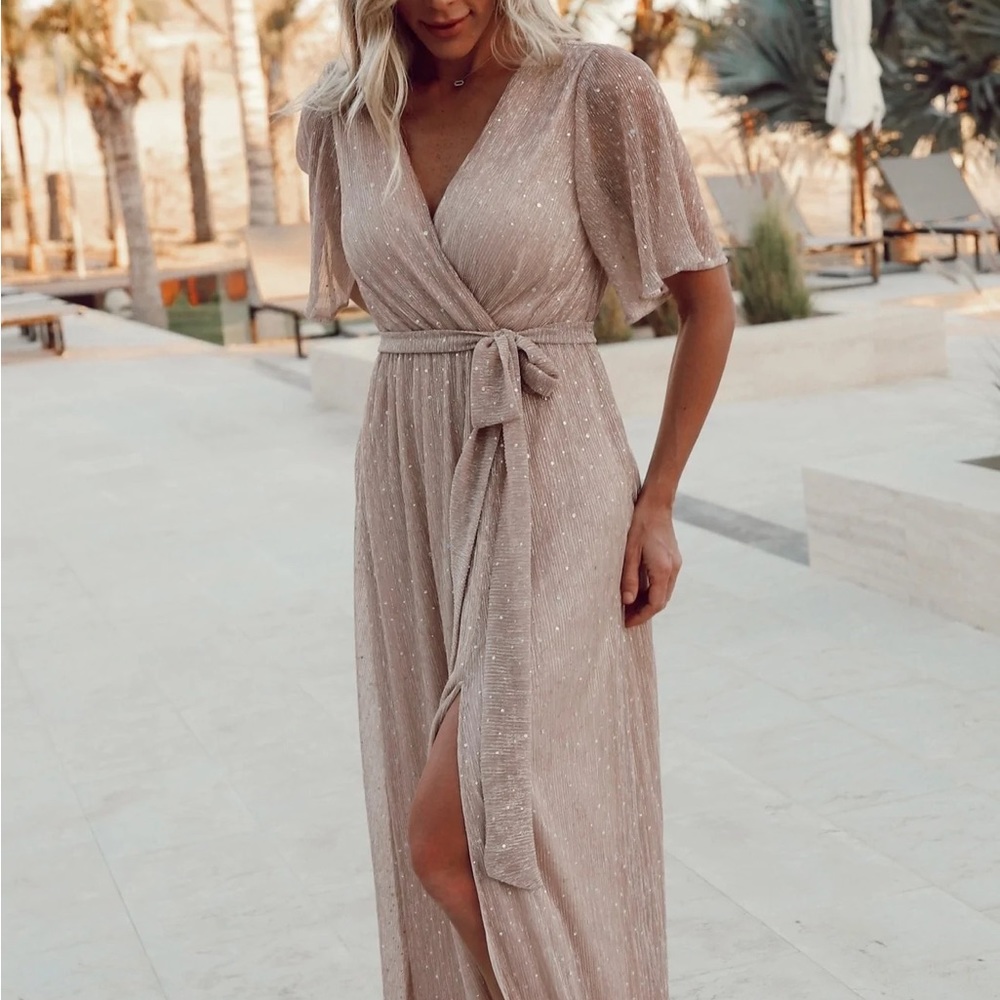 Baltic born grace sparkle gown in champagne